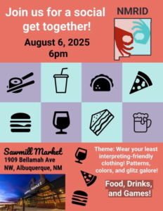 Flyer for the Sawmill Market Social on August 6th, 2025 at 6pm MST